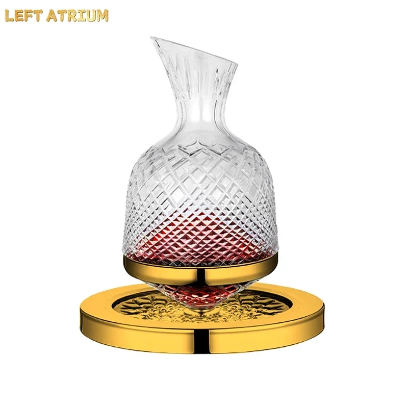 Spinning Crystal Red Wine Decanter, 360 ° Rotating Decanters, Lead-free Glass, Wine Accessories, 1500ml