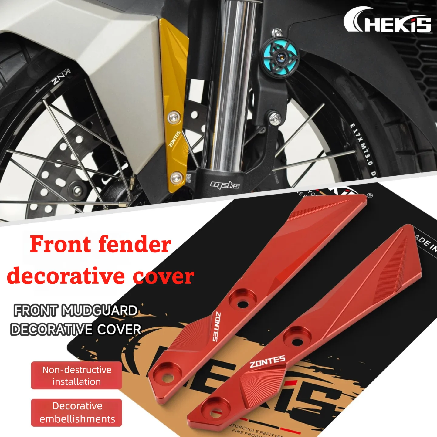 Chekis Is Suitable for Zontes 368g Motorcycle Modification Parts, Front Wheel Fender Decorative Bracket, Front Water Shield Decorative Strip, Aluminum Alloy