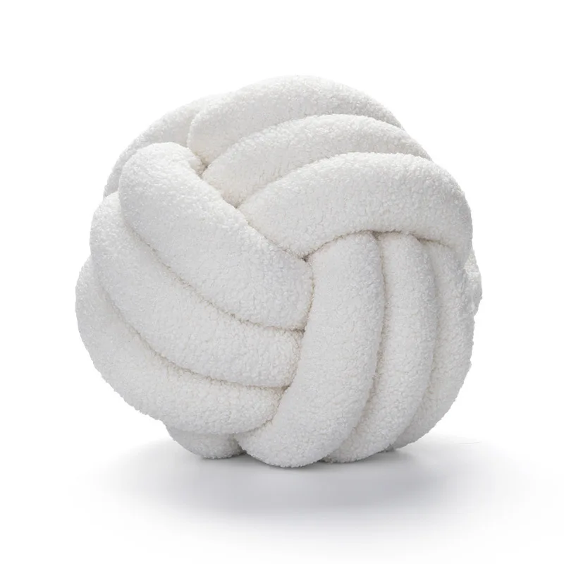 Lamb Wool Roller Pillow Handwoven Ball Pillow Pillow Sofa Living Room Ball Shaped Cushion Headboard Backrest