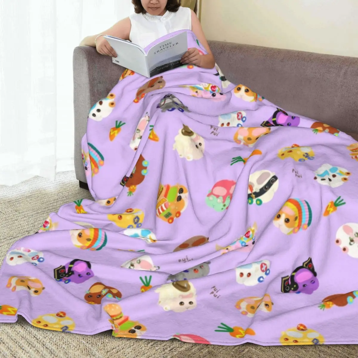 Pui Pui Molcar Assorted Characters Blankets Kawaii Travel Flannel Throw Blanket Soft Durable Couch Chair Custom Bedspread Gift