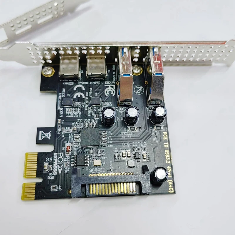 C타입 USB 3.2 Gen1 PCIE 카드 어댑터, PCI 익스프레스 보드 2Xusb A 포트 + 2X C타입 포트/USB3.2 PCI-E 확장 카드, 5Gbps
