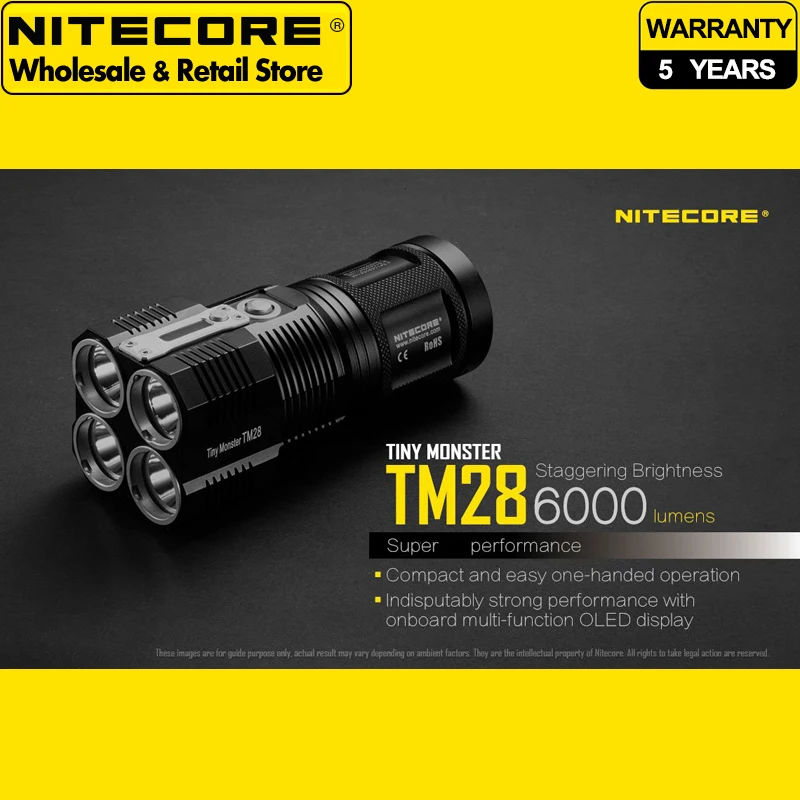 كشاف 6000 لومن Nitecore TM28 مصباح يدوي LED عالي الطاقة مع بطاريات 4*3100 مللي أمبير 18650 #3