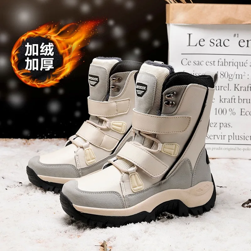 

New Warm Plush Women's Snow Boots Fashion Outdoor Women Boots Platform Anti-Slip Hiking Boots Waterproof Winter Warm Ankle Boots