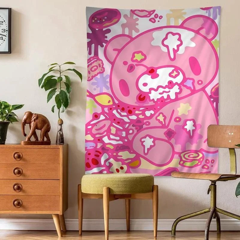 VIKAMA Gloomy Bear Tapestry Cute Horror Aesthetic Wall Hanging Kawaii Tapestry Bedroom Living Room Dormitory Home Decoration