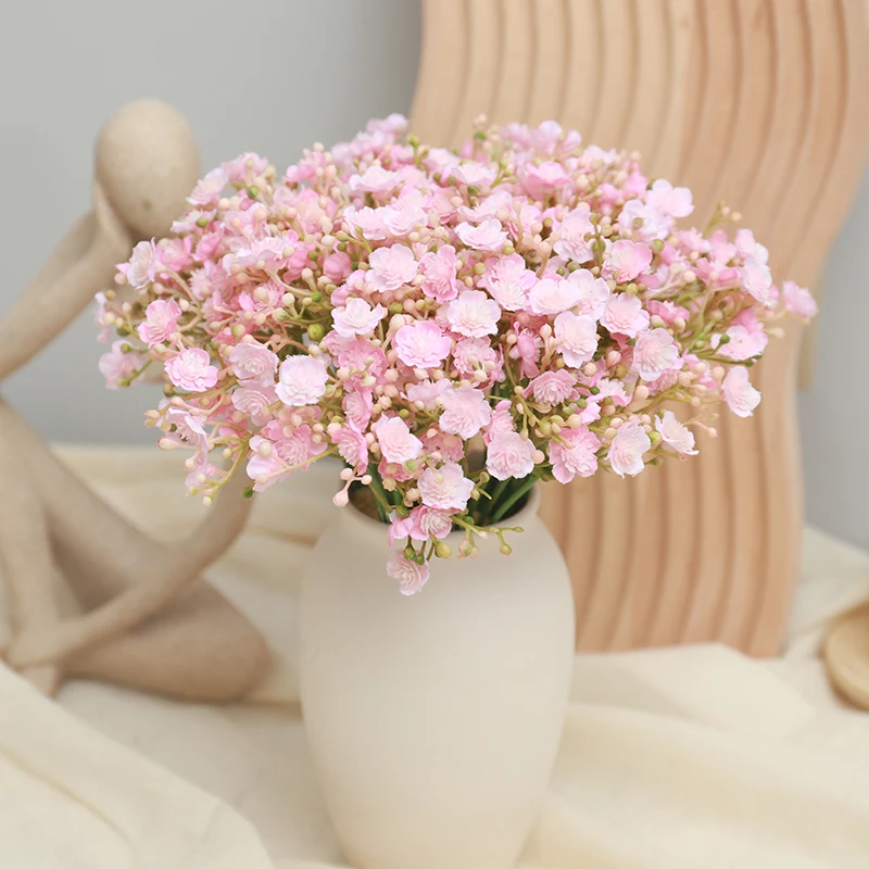 40 Head Babysbreath Artificial Flower Handmade Bouquet Plastic Fake Plant Gypsophila Floral Arrangement Wedding Home Table Decor