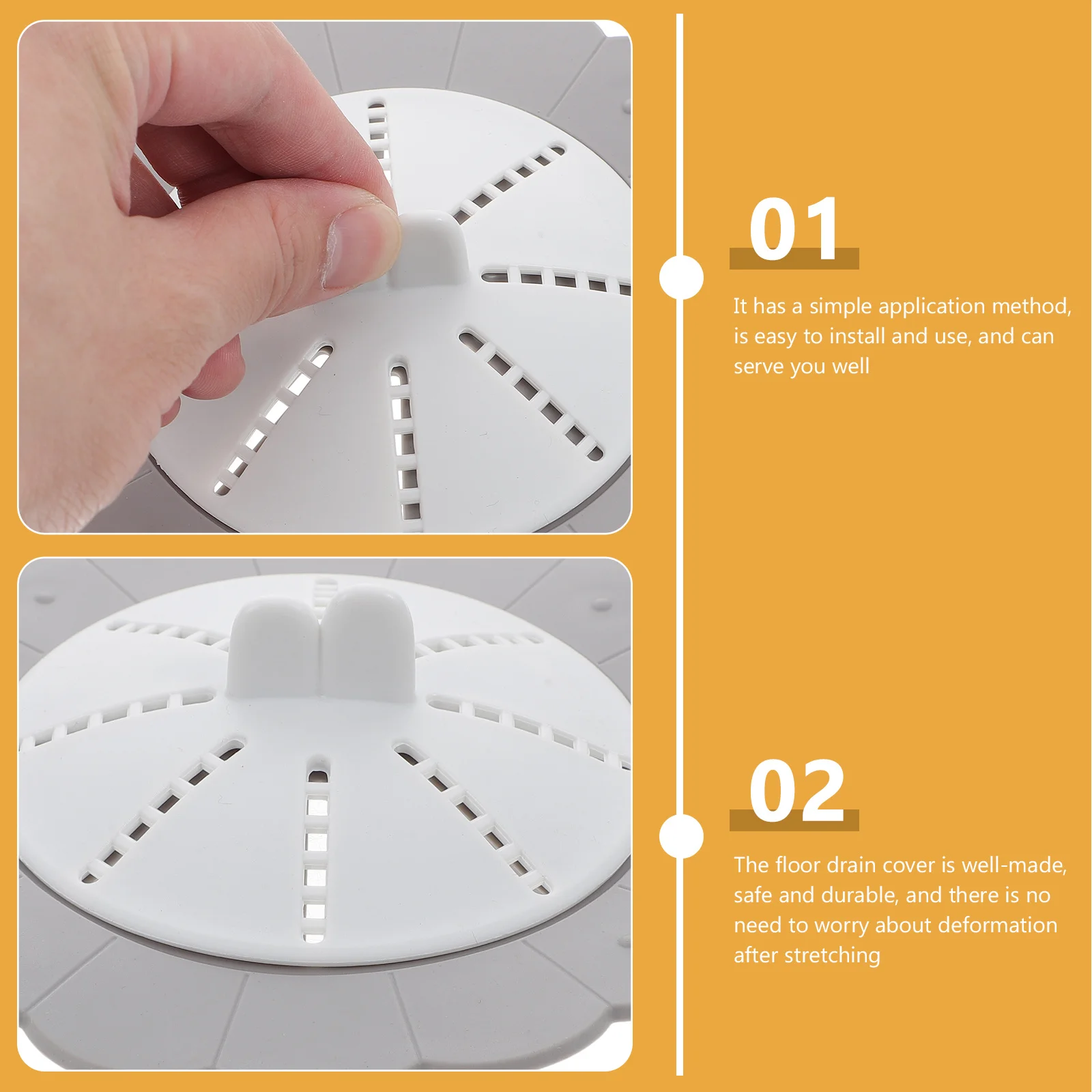 

2Pcs Floor Drain Covers Odor-Proof Sunflower Pattern Durable Seal Stopper Handle Prevent Sewer Blockage for Home