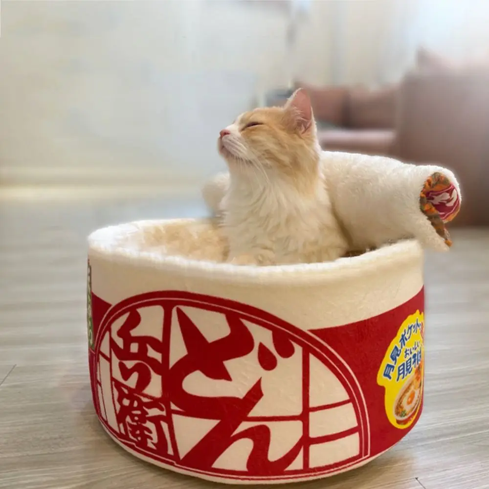 Universal Creative Ramen House Pet Bed Cat Nest Cute Dog Cat Nest Beds Kennel Instant Noodle Shape Pet House Cushion