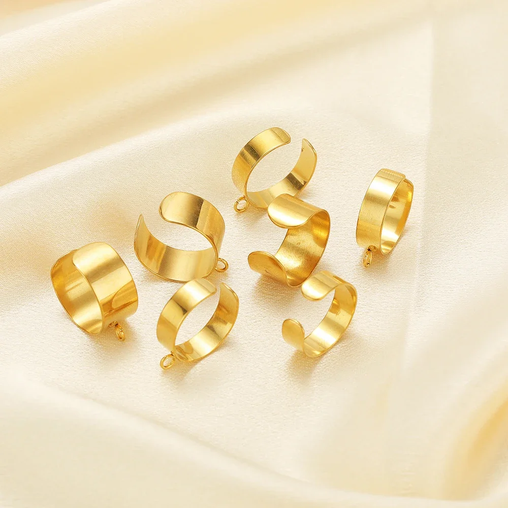 10pcs/lot Stainless Steel Adjustable Blank Rings Setting Gold Plated Open Ring for DIY Jewelry Ring Making Accessories Wholesale