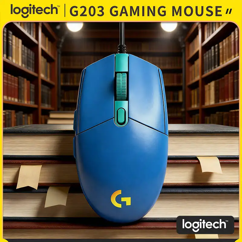 

Проводная мышь Logitech G203 для игр, 200-8000 точек на дюйм, синхронизация RGB, 6 кнопок, механическое натяжение, 1000 Гц, опрокидывание, гарантия 2 года