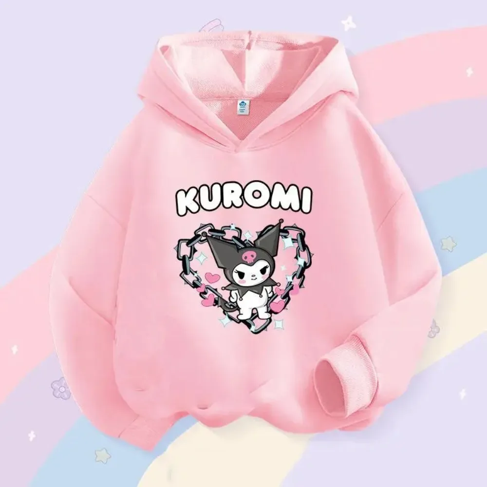 

Autumn Winter Kawaii Kuromi Fashion Print Children's Hoodies Warm Girls Boys Comfortable Pullover Kids Casual Soft Sportswear