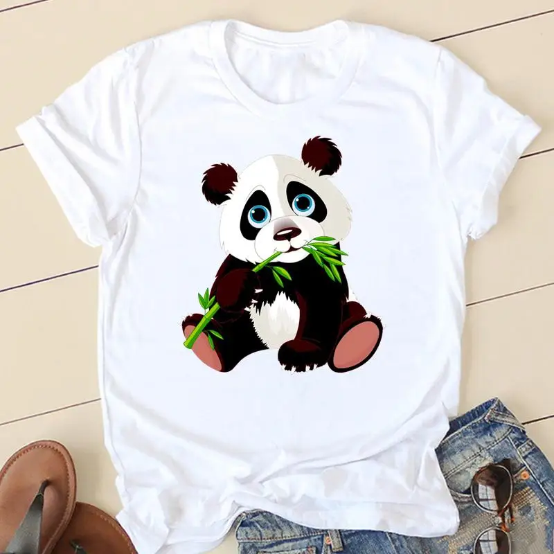 T-shirts Female Ladies Women Graphic Tee Fashion Casual Clothing Panda Sweet Lovely Style Short Sleeve Summer Tshirt Clothes