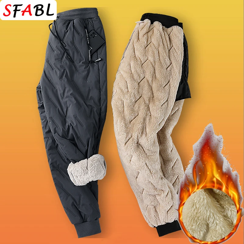 Thicken Fleece Inner Winter Pants for Men Sweatpants Joggers Pants Man Thermal Warm Trousers Men Casual Cotton Pants Windproof