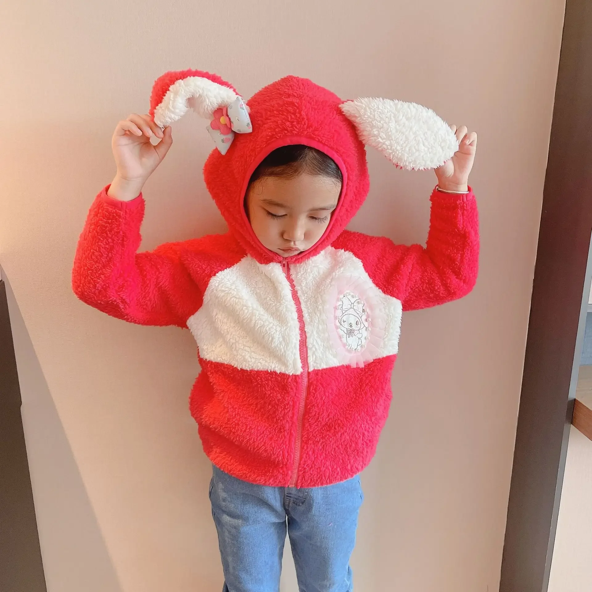 Sanliou Cartoon Anime Winter New 2023 Sweater Coat Kuromi Melody Jade Guigou Home Clothing Children's Clothing Sweater