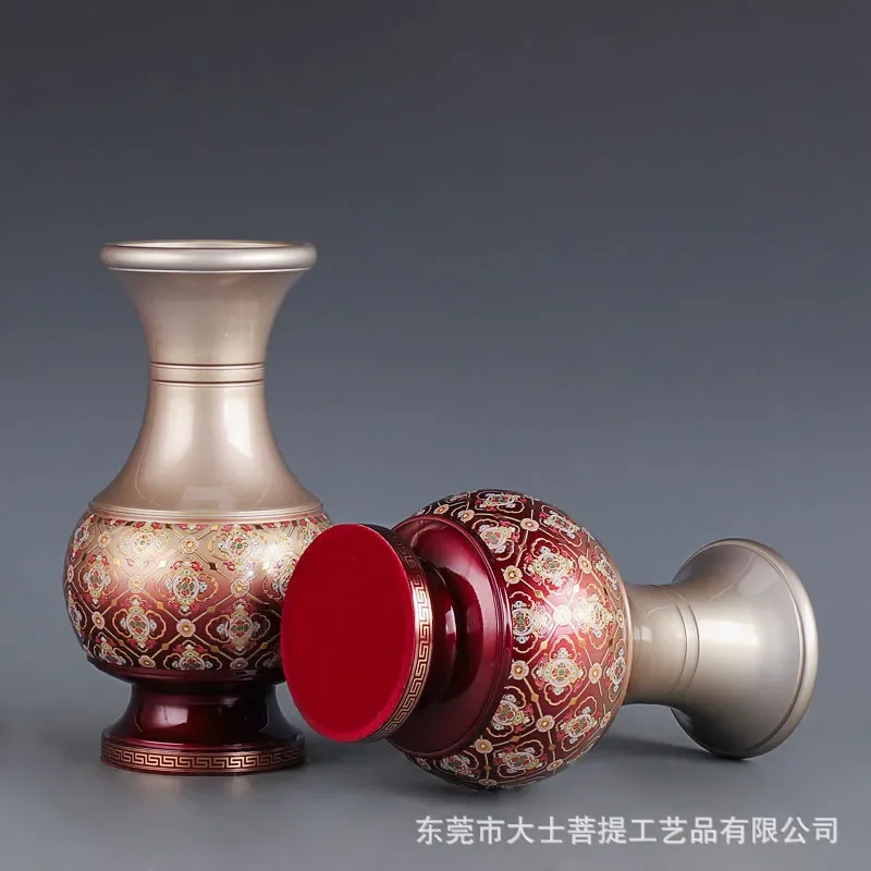 Taiwan enamel copper Buddha vase Guanyin vase household statue Buddha front lotus vase flower temple hall ornament