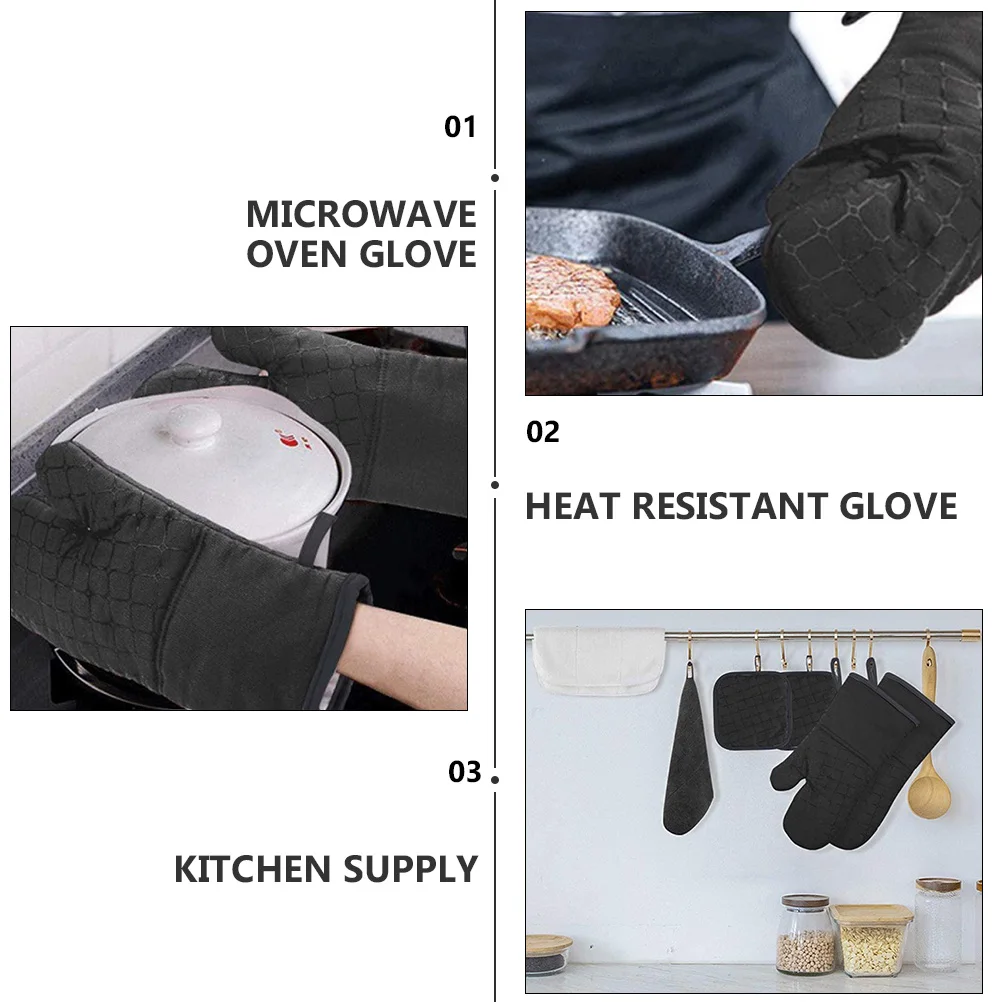 

Lengthen Oven Glove Set Work Gloves Heatproof Insulation Cotton ℉ for Protection