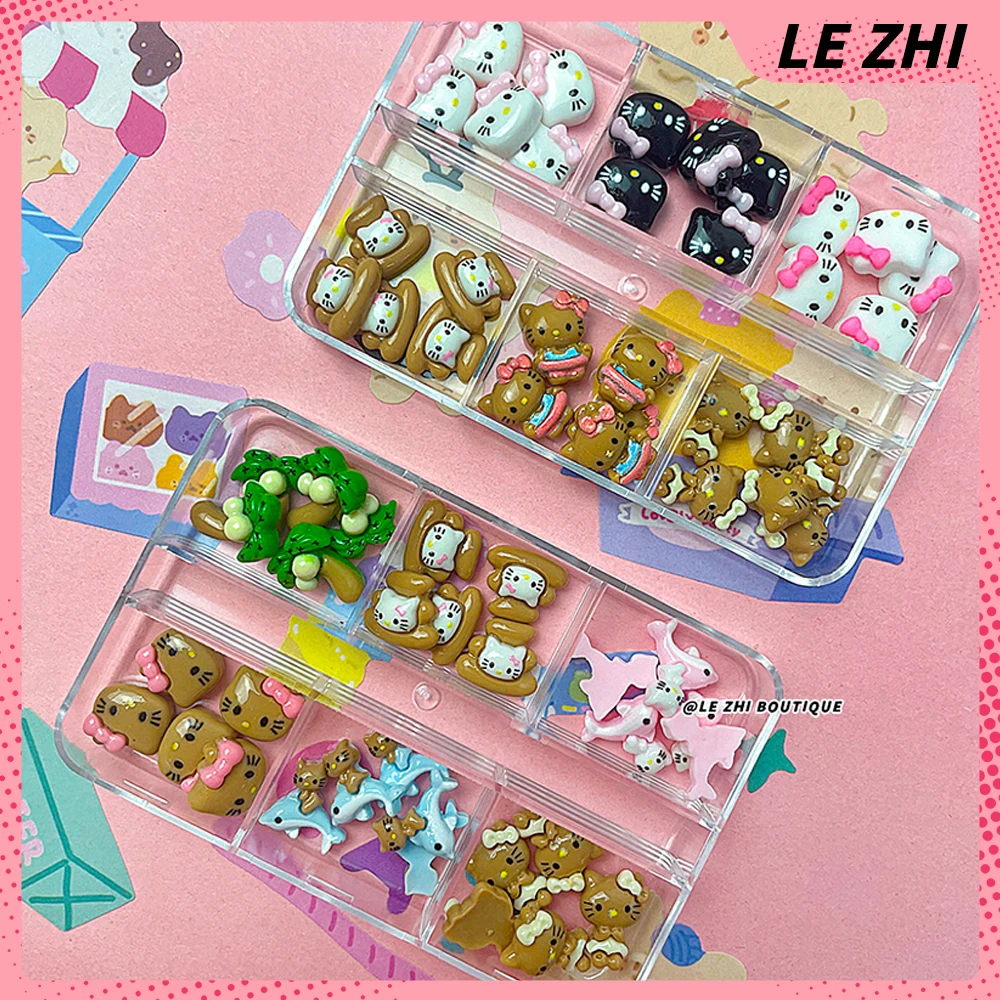 Pegatinas de dibujos animados de Hello Kitty para decoración de uñas, conjunto de accesorios bonitos para manicura, 30 piezas