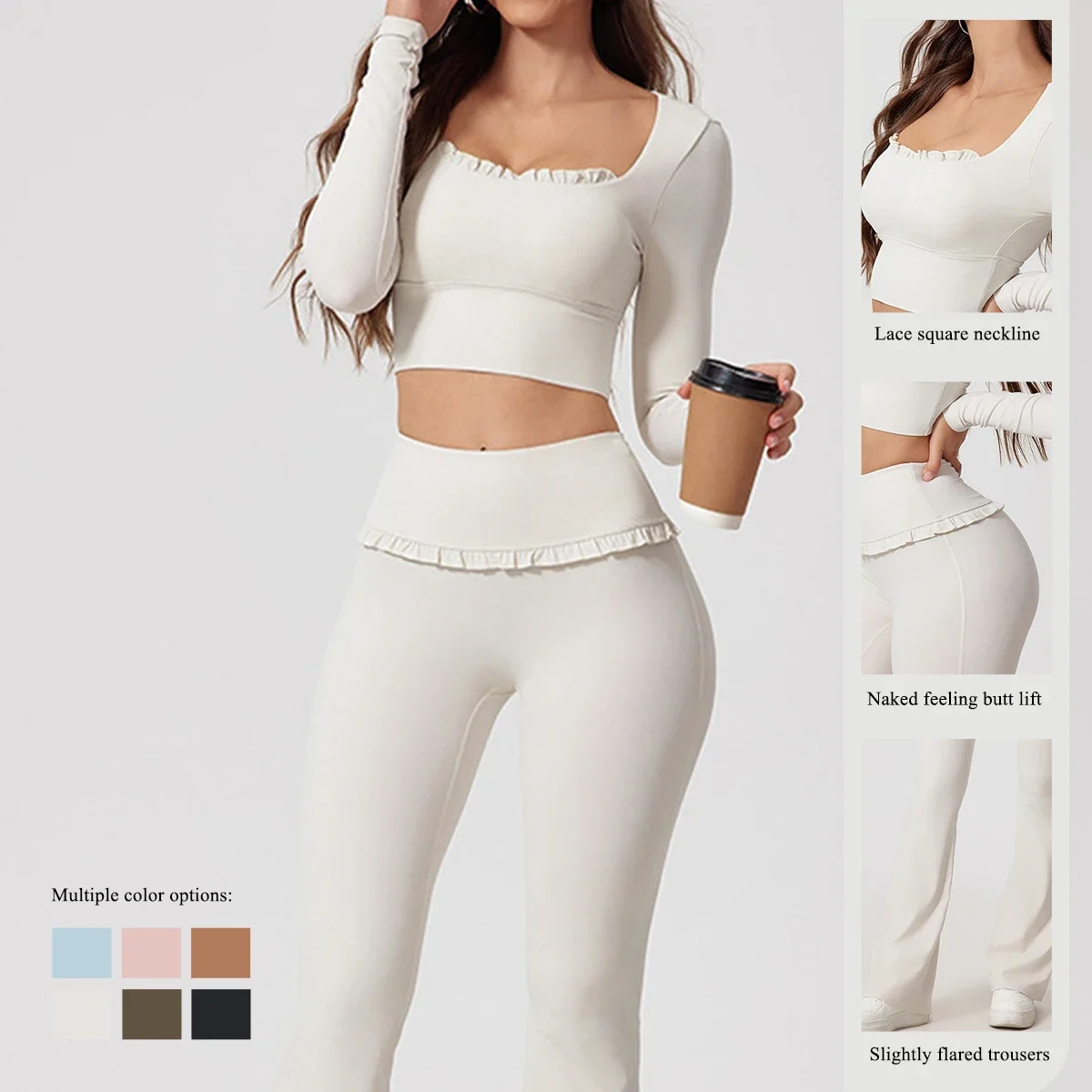 New Summer 2Pcs Women Gym Yoga Female Outfit Outdoor Sports Quick-Dry Long-Sleeved Shirt Set Woman Two-Piece Suit Sportswear
