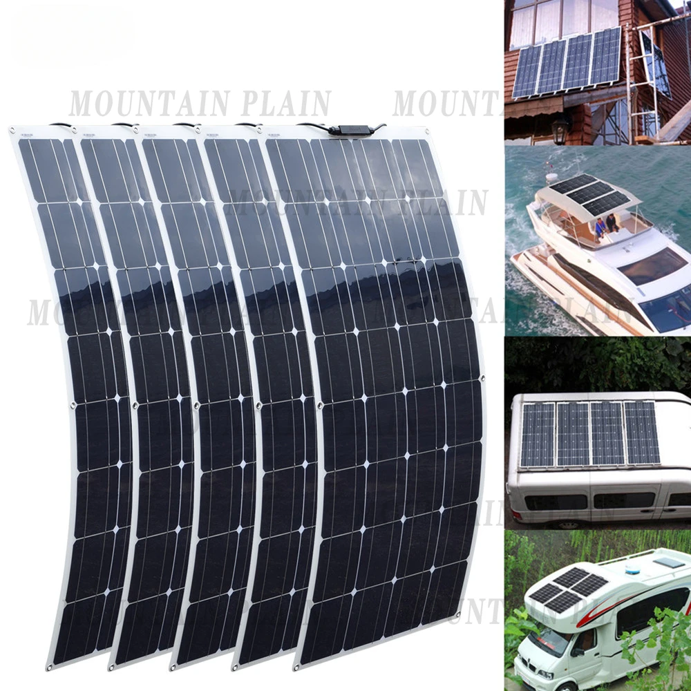 12V 24 Volt 100 Watt Solar Battery 2Pcs 4Pcs 10Pcs 100W solar panel Monocrystalline Solar Cell Flexible for Car/Yacht/Steamship