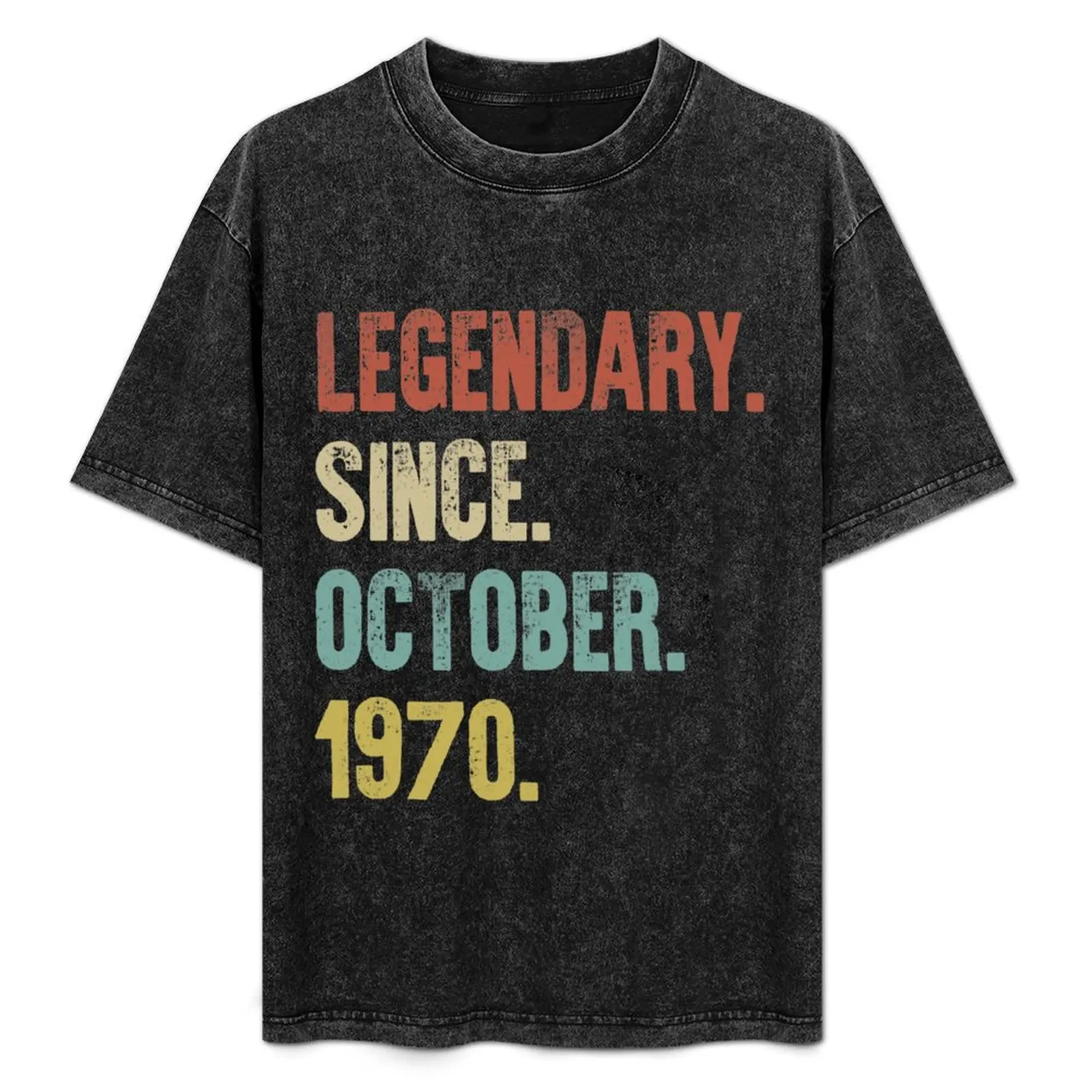

Retro Vintage 50th Birthday Legendary Since October 1970 T-Shirt Work Basic Short Sleeve Top