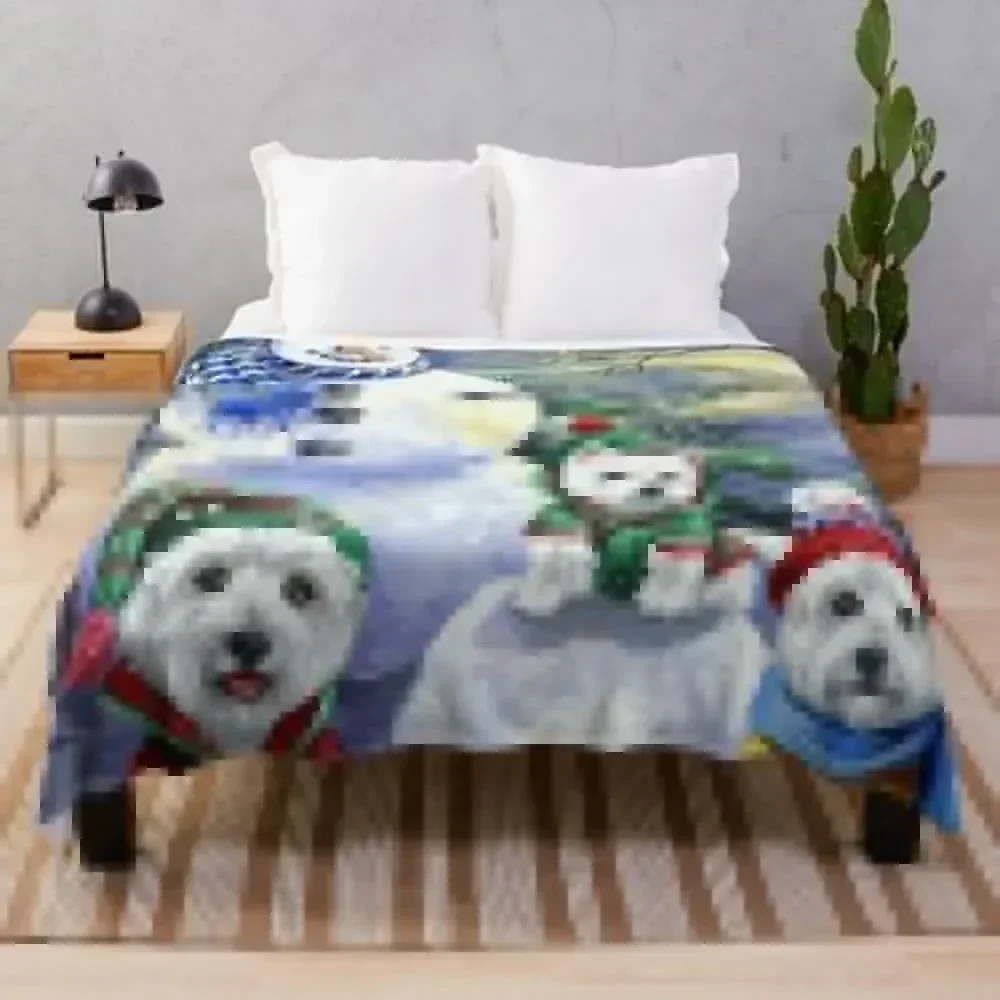 

Westie Christmas tree dog Throw Blanket Outdoor Soft Blanket for Picnic Beach Camping
