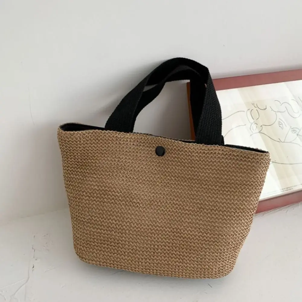 Casual Large Capacity Straw Bag Fashion Simple Rattan Handbag Grass Weave Tote Bag Beach 3