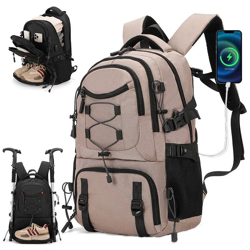 Oxford Fabric Backpack Large Capacity Travel Hiking Bag Water Resistant Daypack Casual Rucksack Spacious Commuter Bag