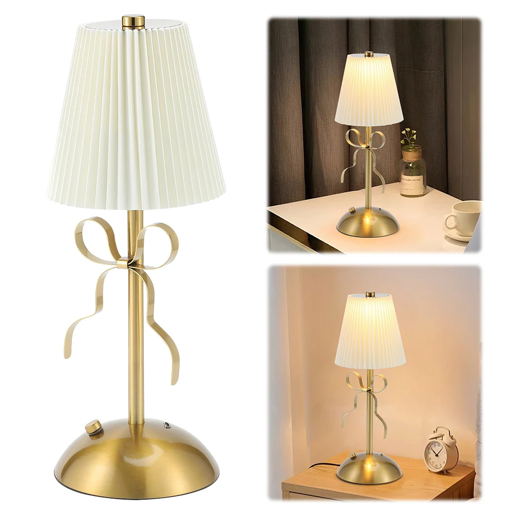 

Креативные лампы с плиссированным абажуром и основанием, 3-цветная плиссированная тумбочка с регулируемой яркостью, плиссированная USB-прикроватная лампа для гостиной