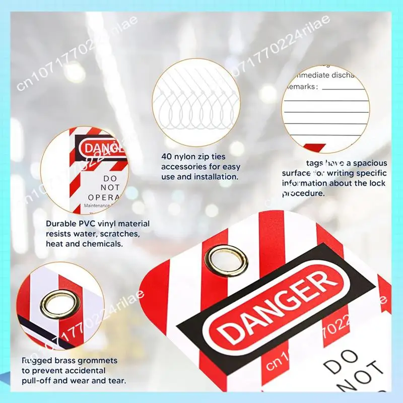 A17Z Tear & Water Resistant Loto Tags 3 X 5.75-Inch, 40 Danger Do Not Operate Tags With 40 Zip Ties Kit