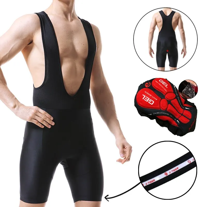 X-TIGER Ganze Schwarz Fahrrad Trägerhose Männer Outdoor Wear Fahrrad Radfahren 5D Coolmax Gel Gepolsterte Reiten Trägerhose Radfahren Trägerhose