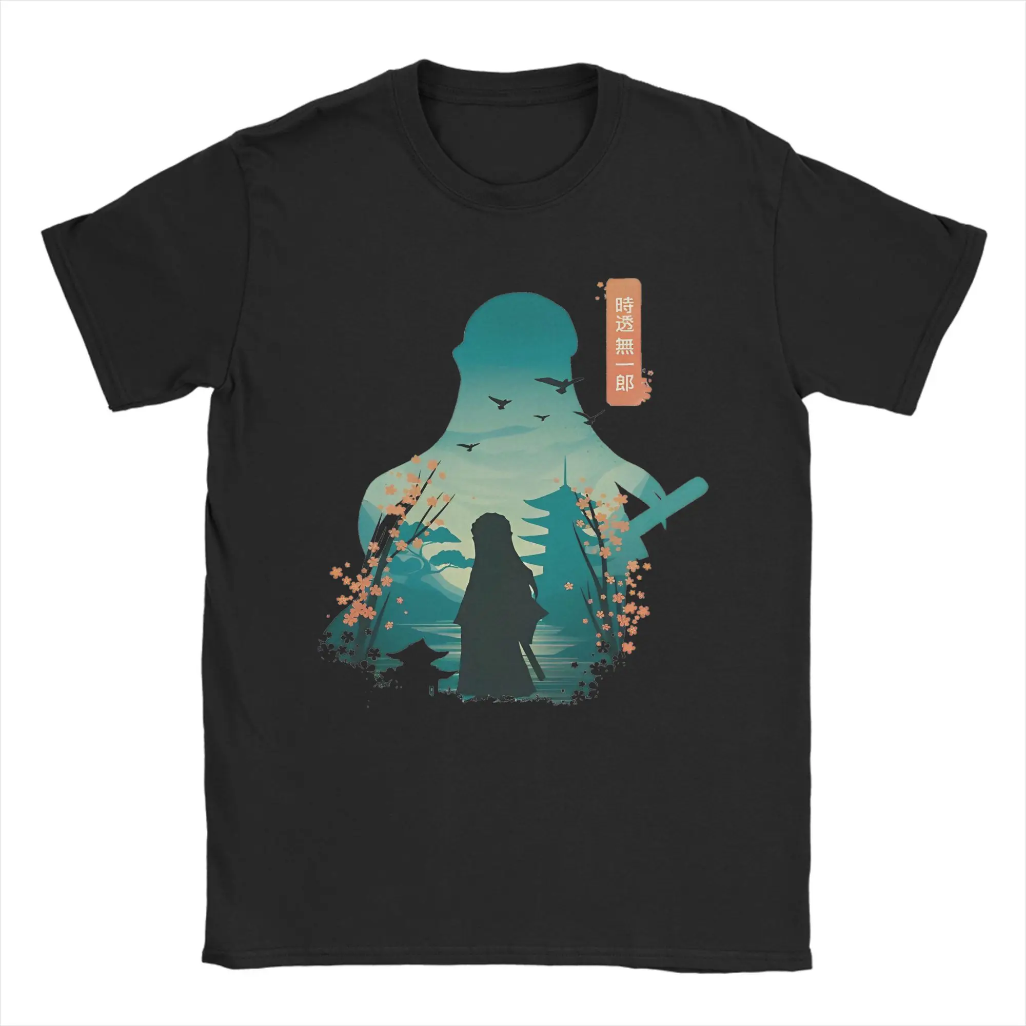 Vintage The Mist Pillar Muichiro Tokito  Tshirts Men 100%Cotton Short Sleeve Anime Demon Slayer Round Neck Summer Clothes