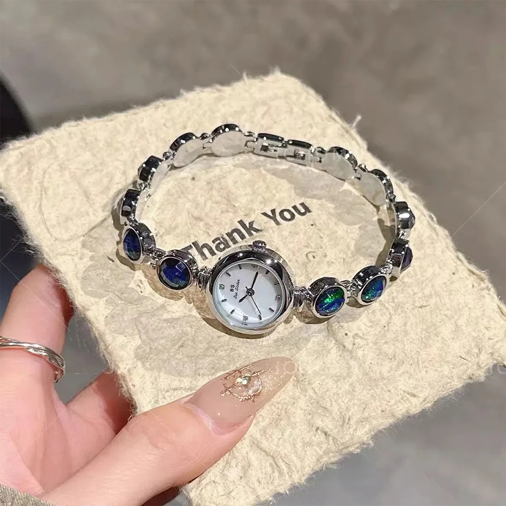 BS Bee Sister Light Luxury Malachite Women's Watches Elegant Round Dial Ladies Wristwatches Quartz Vintage Watch For Woman