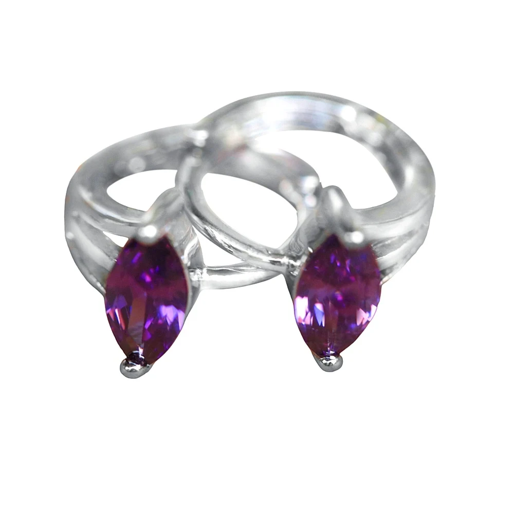 Mariquesa 4*8mm Amethyst 925 sterling sliver Hoops Earrings EH006-9