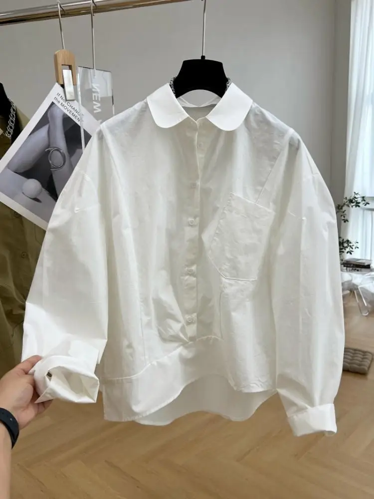 Design Sense Niche Casual Shirts Women Autumn New Long Sleeve Shirt Fashion Solid Color Turn-down Collar Top