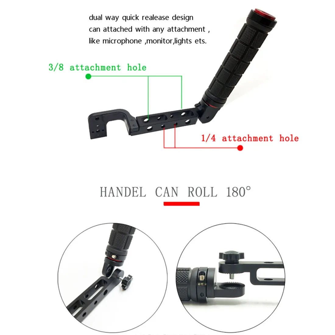 Vielseitiger Griffhalter, Halsring-Klemme, Halterung, Handstabilisator, Verlängerungsarm für Ronin S SC MOZA WeebillS Crane Gimbal – Detail 30