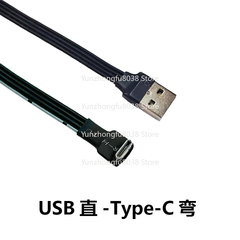 ذكر إلى USB 3.1 Type-C ذكر الزاوية العلوية والسفلية USB شحن البيانات 90 درجة كابل USB-c المسطح