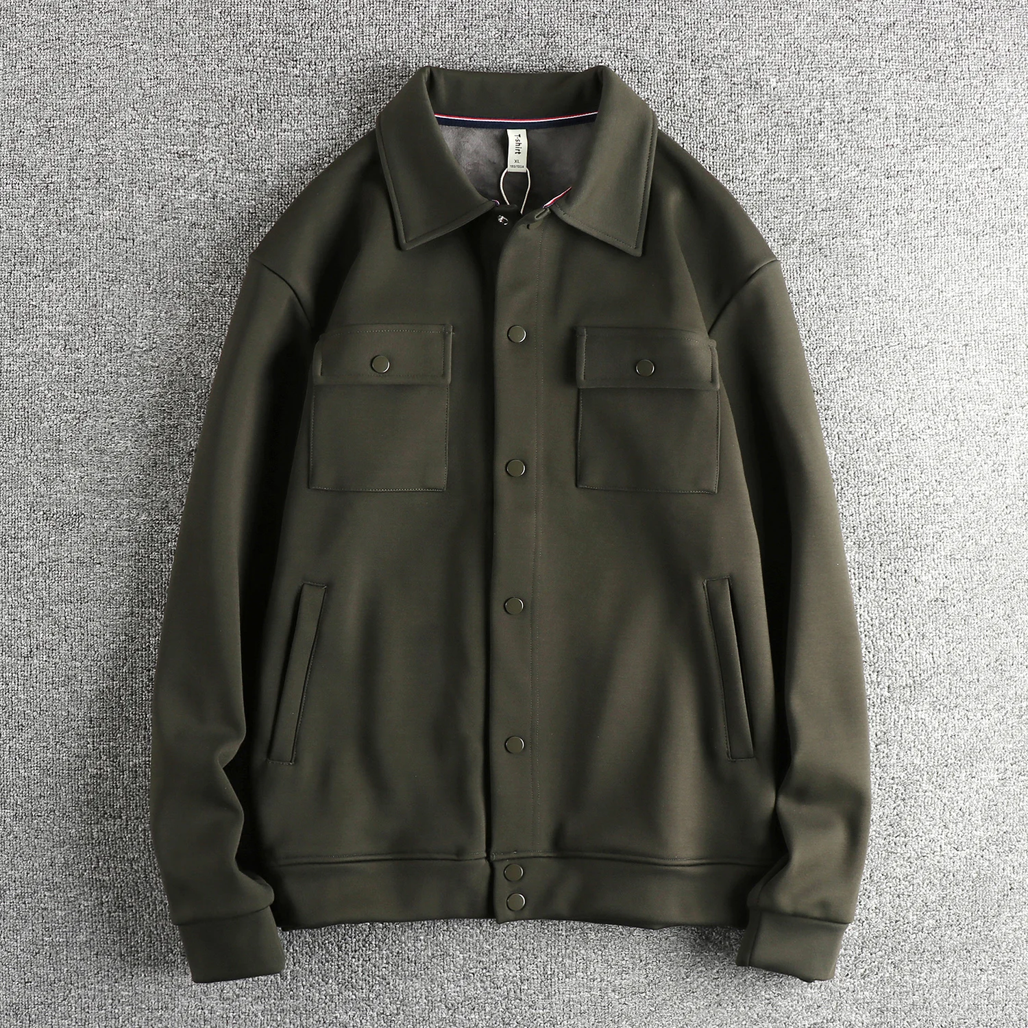 Simple trend cargo pocket hoodie men's compound with fleece thickened warm knit jacket jacket top