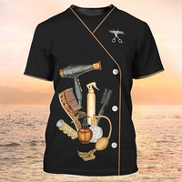 Women's T-shirt Fashion Barber Dressing Shirt Women's Fun Custom Short Sleeve Top Smock Retro Casual Oversized Women's Clothes