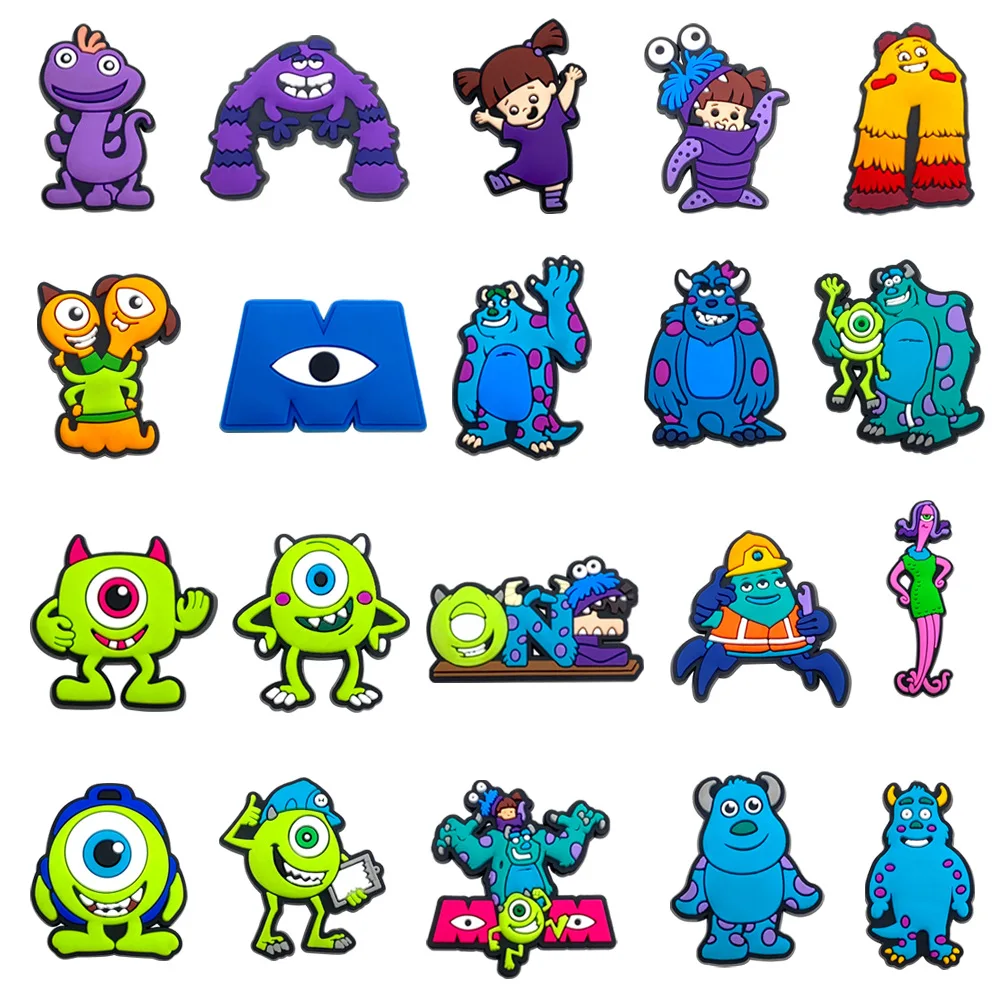 New Design Monsters Inc Cartoon PVC Shoe Charms Fit Clogs Slides Sulley Mike DIY Hole Shoe Decor Kids Movie Gift Easy Install
