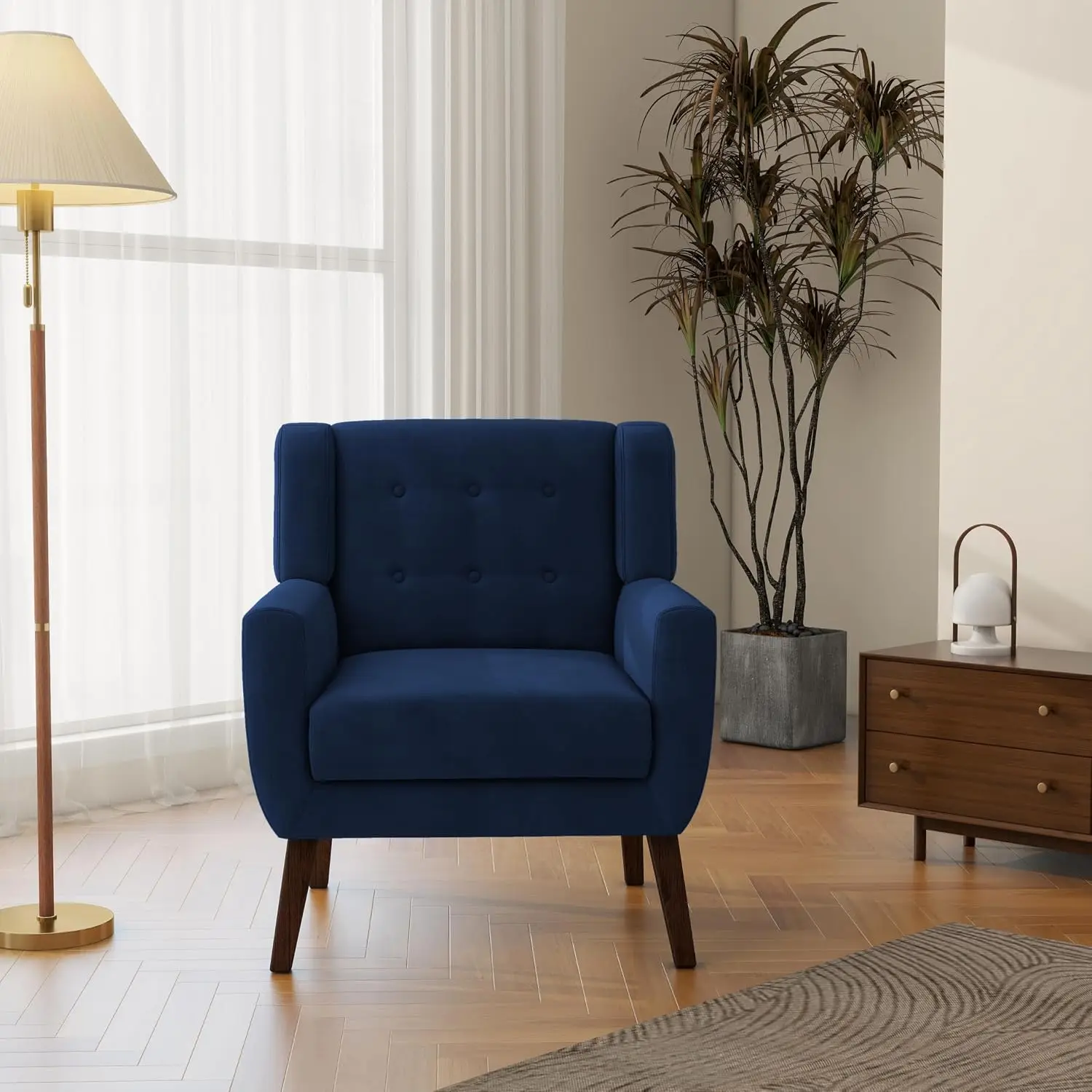 Comfy Reading Armchair Accent Chair Royal Blue Set of 2, Customized view 6