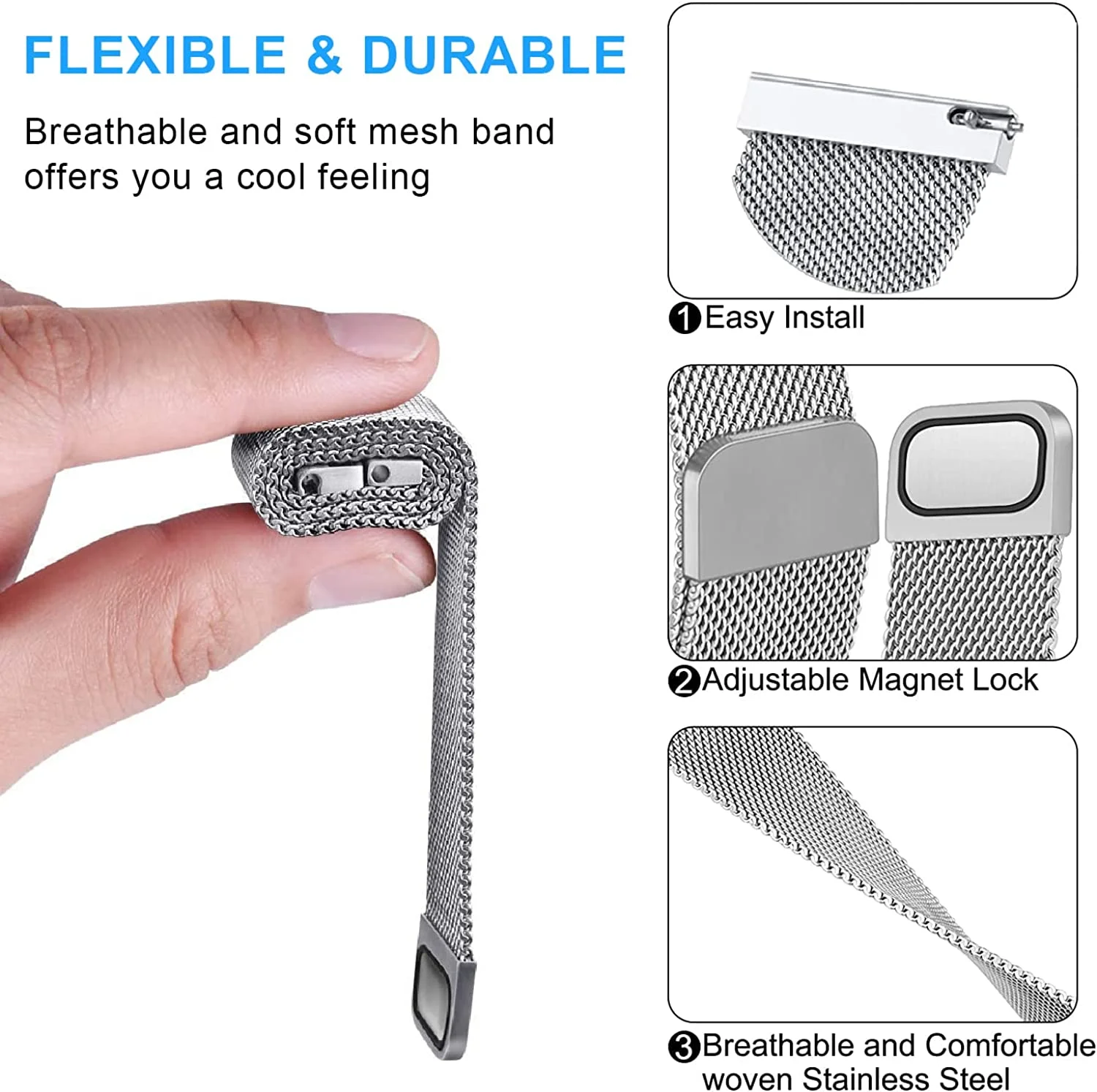 Samsung Watch用ミラネーゼストラップ,腕時計用ブレスレット,Samsung Watch 6, 5, 4, Amazfit gts,gtr3,pro,4,huawei GT3-2 pro,20mm, 22mm