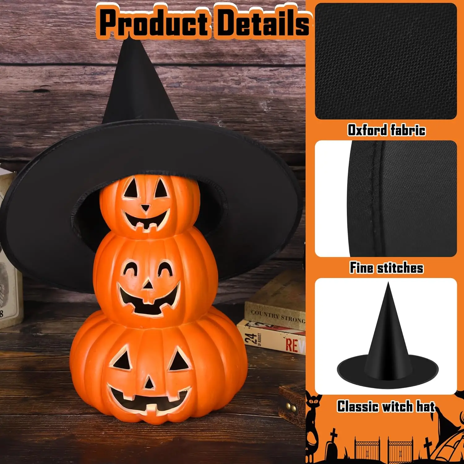 Chapeau de Sorcière d'Halloween Unisexe, Chapeaux Noirs pour Adultes et Enfants, Fournitures de ixd'Halloween, Accessoires de Costume Cosplay, Décorations, Casquettes de Magicien, 5 Pièces