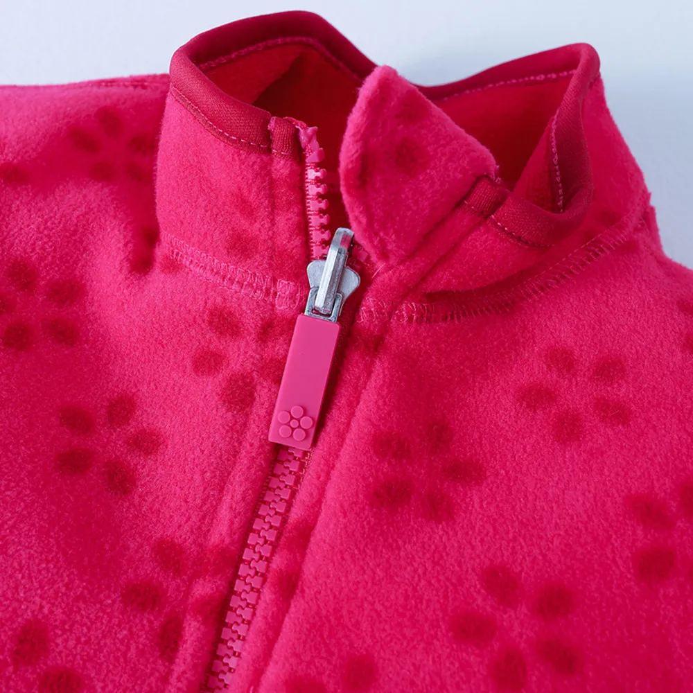 2026 Baby and Girls Rose Red Printed Sanding Fleece Full Zip Jackets Child Track Coat School Kids Outfits Tops 3