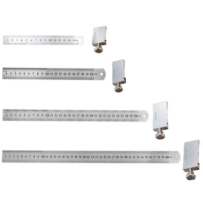 Aluminum Carpentry Square 15/20/30/40cm Carpenter Scribing Ruler with Slide Stop Measuring Marking Gauge Pocket Ruler