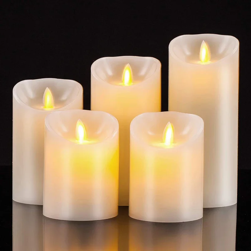 Flameless Wedding Decorative Candles Battery Operated Pillar Real Wax Wick Electric LED Candle Gift Sets with Remote Control