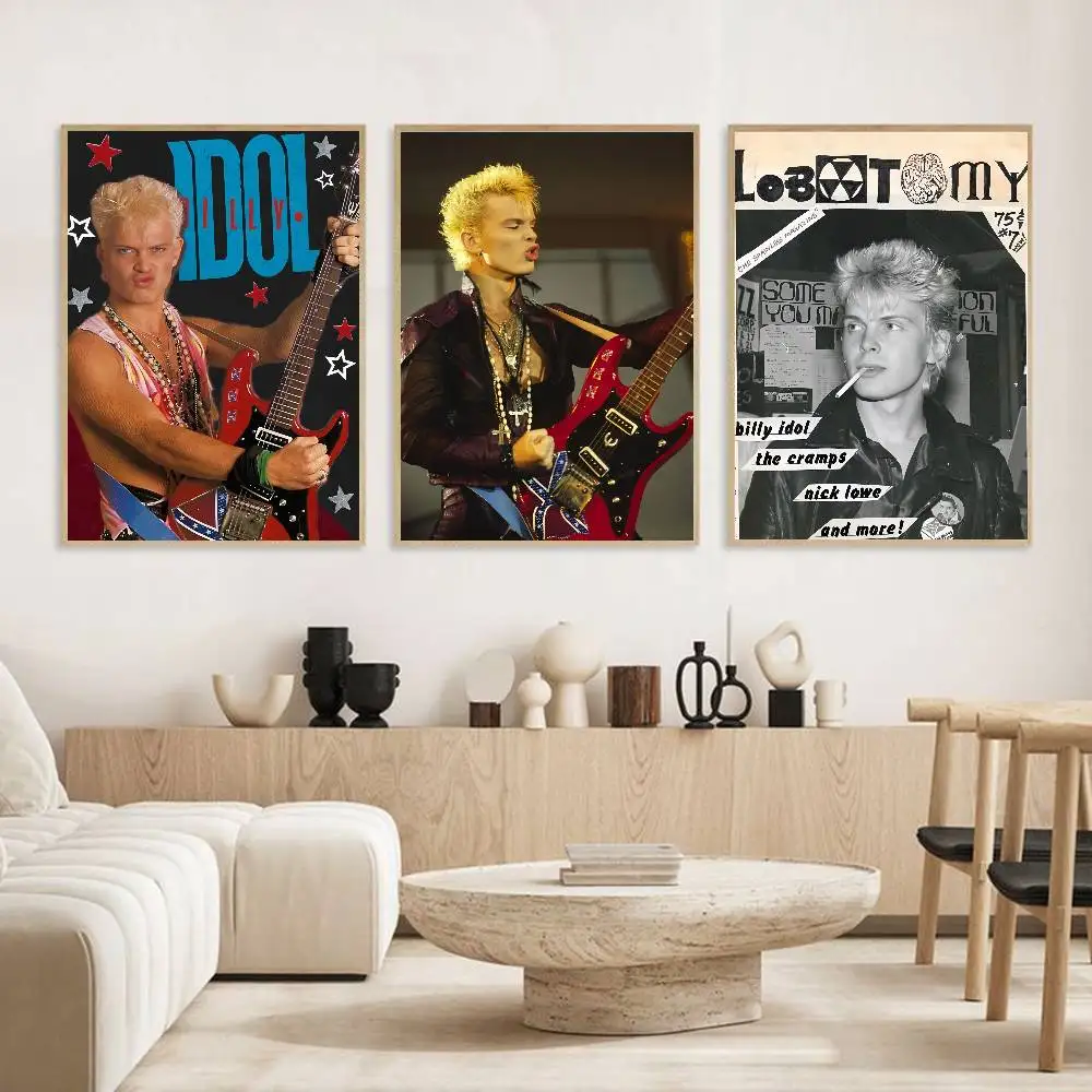 Singer B-Billy Idol Poster High Quality Dorm Living Room Aesthetic Wall Decoration Painting Stickers Gift
