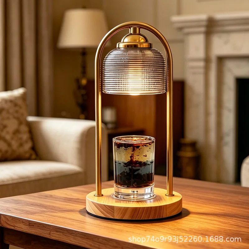 Vintage Aroma Candle Warmer Lamp Glass Shade Flameless Wax Melter Desk Decor Light Retro Scented