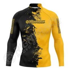 HotSale Men's Surfing Shirt Gold Coast Lycra Rashguard RIGHTTRACK Surf Sportswear Beach UV Swimwear UPF50  Clothes