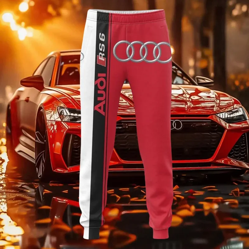 

Audi logo trousers 3D printing fashionable high-quality adult breathable casual comfortable outdoor trousers red and white