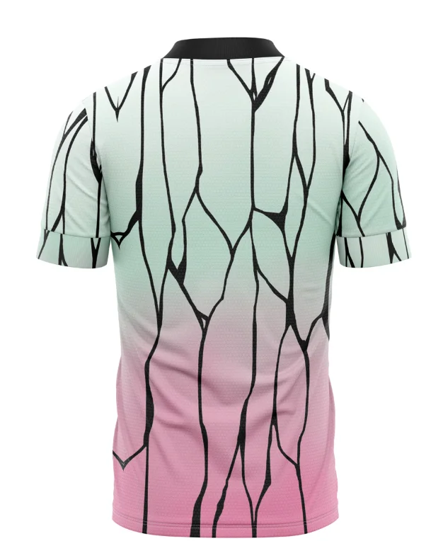 Ghostblade Butterfly Ninja V-neck Breathable Mesh Butterfly Wings Gradient Green Pink Printed Anime Casual Sports Jersey