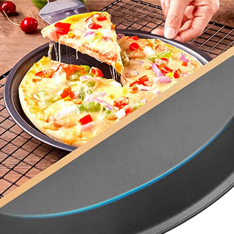 قالب منزلي مستدير غير لاصق ، مقلاة بيتزا ، مقلاة خبز بالفرن